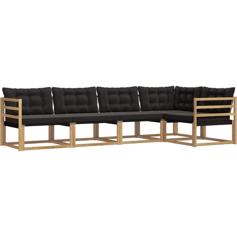 Outdoor Sofa Set 5 pcs White and Black vidaXL (1/5)