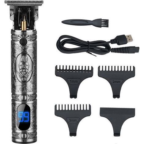 Herrenhaarschneider, professioneller elektrischer Barttrimmer, kabelloser Haarschneider, Barttrimmer-Set, LED-Bildschirm, USB-aufladbar, leise für den Heimgebrauch (Grau)