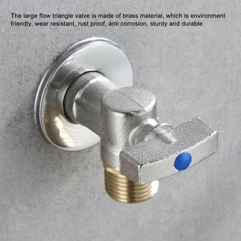 Vanne triangulaire en laiton à filetage G1/2, vanne d'arrêt d'angle d'eau froide et chaude à grand débit pour cuisine salle de bains bleu (1/5)