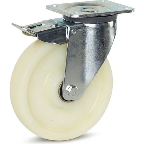 Roulette pivotante freinée - MESO - Nylon - Platine - 200mm - 800kg (1/2)
