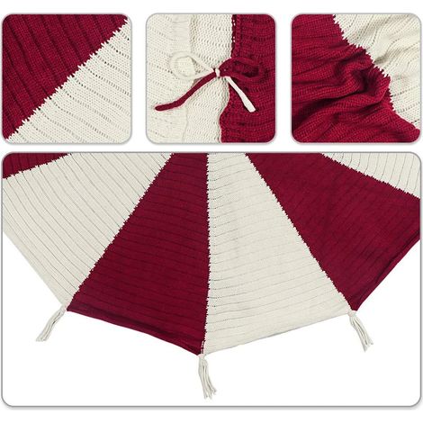 Tapis de sapin de Noël avec pompons, tapis en tissu pour décoration de sapin de Noël, cadeau de Nouvel An (1/3)