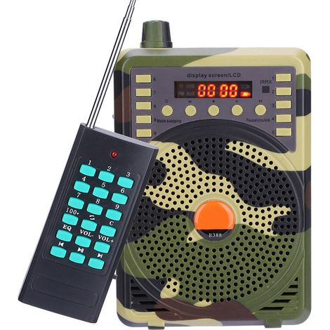 Kit portable d'appelant électronique pour oiseaux de chasse, comprenant des leurres, un haut-parleur MP3 et une télécommande (prise UE). (1/5)
