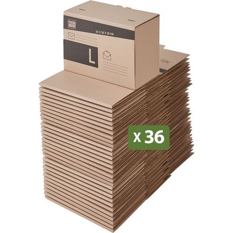 Pack and Move - Lot 36 cartons pour expédition - Taille L - 25 x 38 x 20 cm - Carton renforcé - 20 KG max (1/5)
