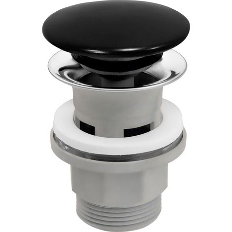 Klick-Klack-Ablassventil mit Überlauf, 5/4", PP, Keramik schwarz (1/3)