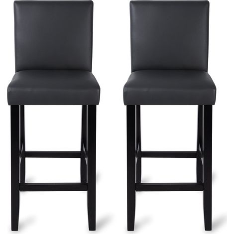 Woltu – Lot de 2 tabourets de bar – Hauteur d'assise 75cm – Pieds en bois massif – Dossier en cuir synthétique – Dimensions 41 x 43 x 110cm – Charge 100kg
