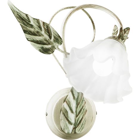 "Applique ISOTTAin metallo avorio e diffusore in vetro bianco"