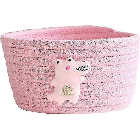 Panier de rangement en fil de coton de style japonais, boîte de rangement pour jouets et objets divers, idéale pour la chambre, le salon ou le bureau.-Pink Crocodile