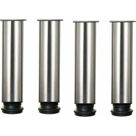 Lot de 4 pieds de meuble en acier inoxydable réglables en hauteur de 25 cm, idéal pour canapé, table, armoires. (1/4)