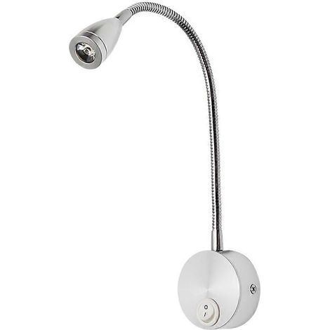 Lampe de chevet LED à col de cygne flexible, applique murale, veilleuse pour chambre (argent brossé, lumière blanche, 3 W) (1/5)