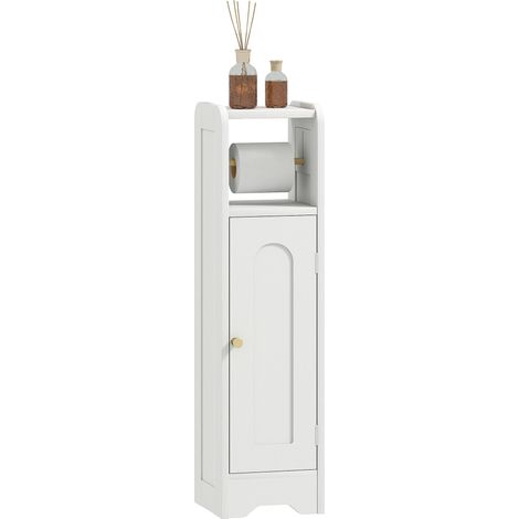 Armoire porte-papier toilette en bois avec étagère intérieure réglable, 21 x 20 x 79 cm, blanche (1/5)