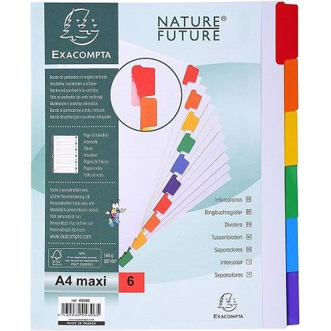 Separadores para archivadores Exacompta 6 posiciones A4+ Multicolor (1/4)