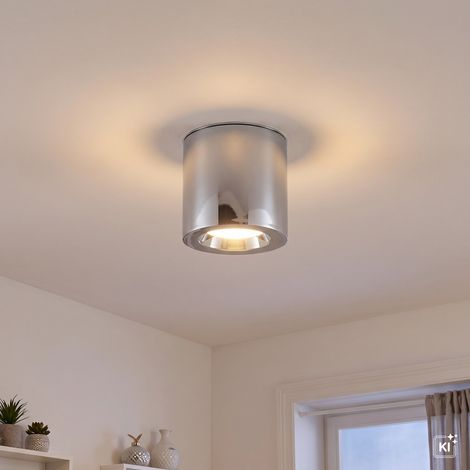 Deckenspot Aufputz Aluminium GU10 IP44 D: 8.5 cm rund Chrom Deckenlampe (1/5)
