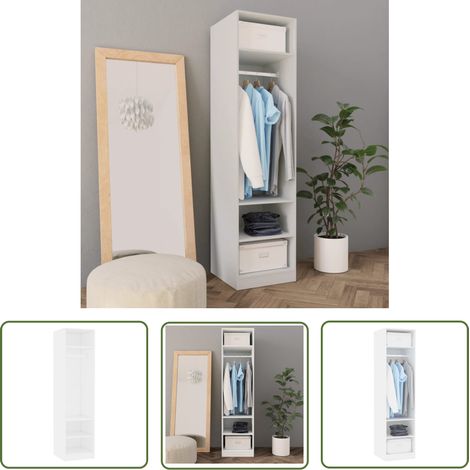 The Living Store Kleiderschrank Weiß 50x50x200 cm Holzwerkstoff - Kleiderschrank - Weißer Kleiderschrank - Holzschrank - Wandhängeschrank - Kleideraufbewahrung (1/5)