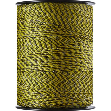 VEVOR Fil de Cloture Electrique, 1026 m, Corde en Fibre PEHD Tissee et 6 Brins de Fil Acier Inox, Diametre 3 mm, Conductivite Fiable, Resistant a Rouille, Corde de Cloture pour Chevaux, Bovins, Betail