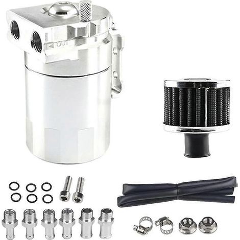 Bidon d'huile universel argenté compatible automobile de 300 ml, séparateur d'air moteur respirant avec évent. (1/5)