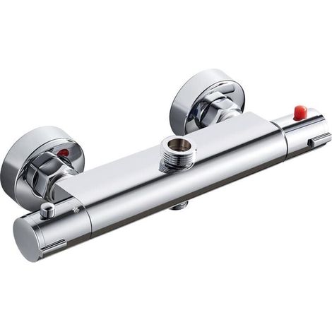 Mitigeur Thermostatique de Douche 2 Sorties Haute et Basse Robinet Mélangeur Anti-Brûlure en Laiton Chromé pour Salle de Bain Baignoire (1/4)