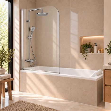 Pack baignoire 170x80 CALOS Novellini + Colonne bain/douche thermostatique chromé + Pare-baignoire (1/5)