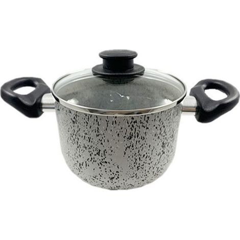 Trade Shop - PENTOLA 16CM ANTIADERENTE ANTIGRAFFIO 7 STRATI 2 MANICI CON COPERCHIO IN VETRO 032871M - (1/2)