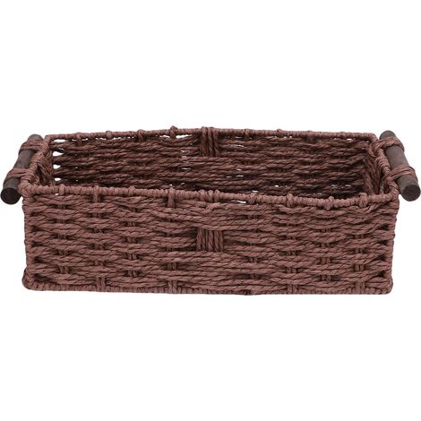 Panier Rangement Corde Papier Tissé Main Décoratif – Dessus Réservoir Toilette Étagères Plan Travail, Marron (1/5)
