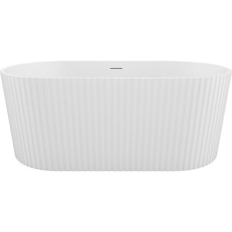 Baignoire îlot striée en acrylique - Blanc mat - 230L - 170 x 80 x 58 cm - ALIENA