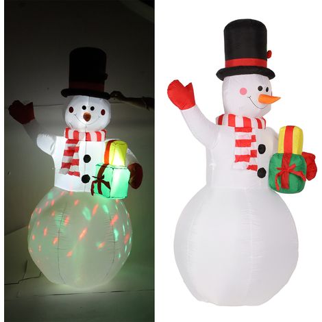 Bonhomme de neige gonflable, guirlande lumineuse LED de Noël, bonhomme de neige rotatif, décoration de terrasse, norme européenne 220-240 V (1/5)