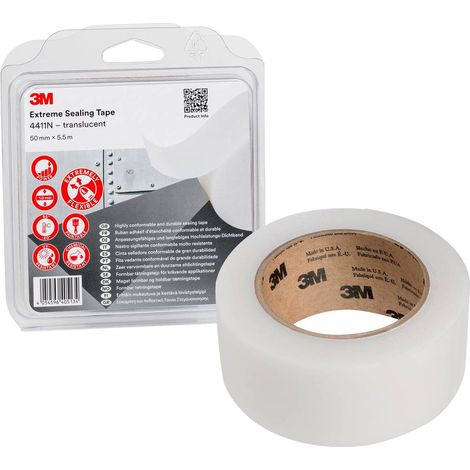 Ruban d'étanchéité haute performance 3M 4411N 50 mm x 5,5 m 1,0 mm translucide (Par 4)