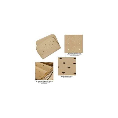 Paquete de 100 láminas de papel pergamino perforado para freidoras de aire, papel pergamino para aceite de cocina, revestimiento antiadherente para freidoras de aire (14 x 20,3 cm) - Crezuo