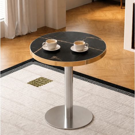 Runder Beistelltisch 60 x 73,7 cm in Marmoroptik, Schwarz/Gold HAVRYA (1/5)