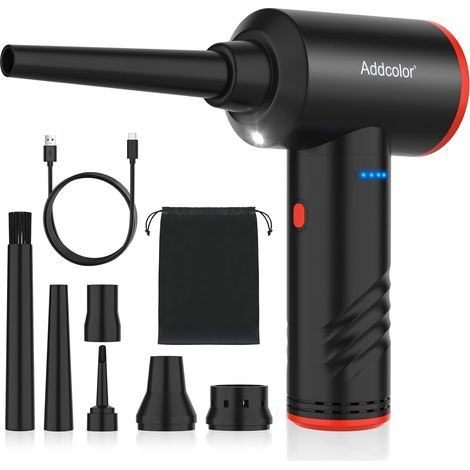 Souffleur Air Comprimé, Air Comprimé Duster 3 Vitesses, MAX. 100 000 tr/min, 6000 mAh Batterie Plumeau Air, Dépoussiérants Puissants Électrique avec Lumière LED, pour PC, Clavier (1/5)