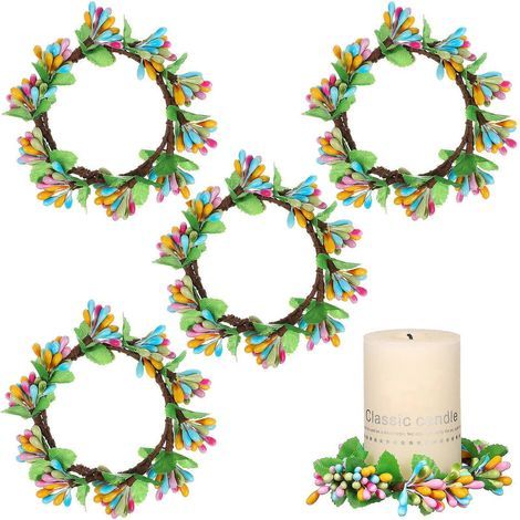 4-teilige künstliche Ostergirlande zur Dekoration, Türgirlande, dekorativer Kranz – 10,00 x 10,00 x 2,50 cm – Bunt (1/4)