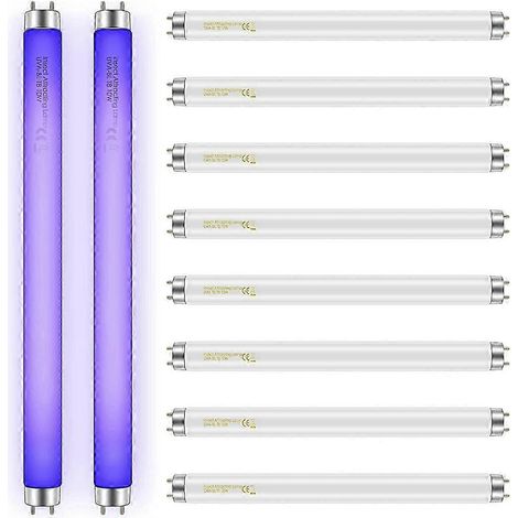 Lot de 10 ampoules de rechange 10 W pour destructeur d'insectes d'intérieur 20 W, BL T8 F10W, tube de 33 cm (13 pouces). (1/5)