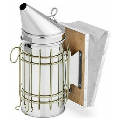 Bienenraucher aus Edelstahl mit Blasebalg – großes Modell – Braun – ideal für die Imkerei (1/3)
