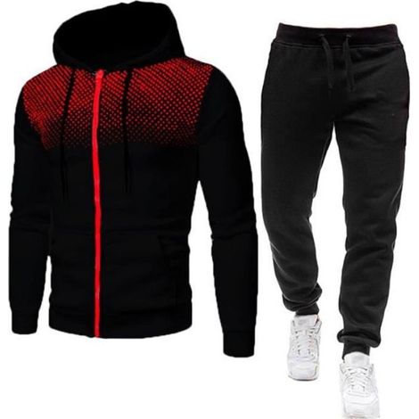Survêtement Homme - Sweat À Capuche Et Pantalon Jogging - Pour Activités Sportives Et Détente - Ensemble Deux Pièces Noir (1/2)