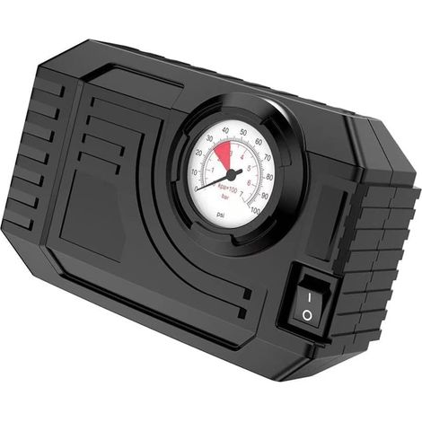 Compresseur d'Air Portable, 12V, Pompe à Air Multifonctionnelle pour Voiture avec Manomètre et Lumière LED, 15 x 9,5 x 4,5 cm (1/5)