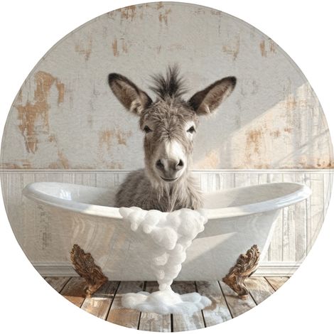 TAPPETINO PER WC Asino - Animali - Vasca da bagno - Schiuma 70x70 cm