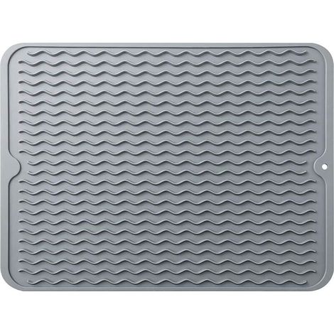 Tapis de séchage à vaiss, égouttoir à vaiss en silicone à séchage rapide, tapis de table pour accessoires de table de comptoir de cuisine, tapis de vidange de vaiss résistant à la chaleur et antidérap (1/4)