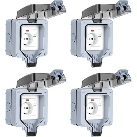 Randaco 4X Prise étanche extérieure IP65 avec interrupteur, boîtier mural en saillie, 16A 250V, prise de courant pour jardin, balcon, garage et salle de bain (1/5)