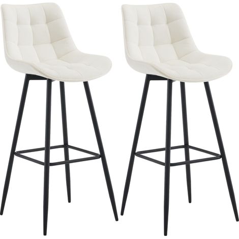 Set de 2 Taburetes de bar Dartford Crema Terciopelo