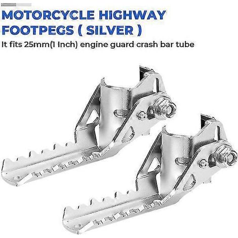 Für BMW R1200GS Motorrad Vordere Fußrasten Klappbare Fußrasten Klemmen 25mm Fußrasten Ausrüstung Schutzbügel Pedale--Silber