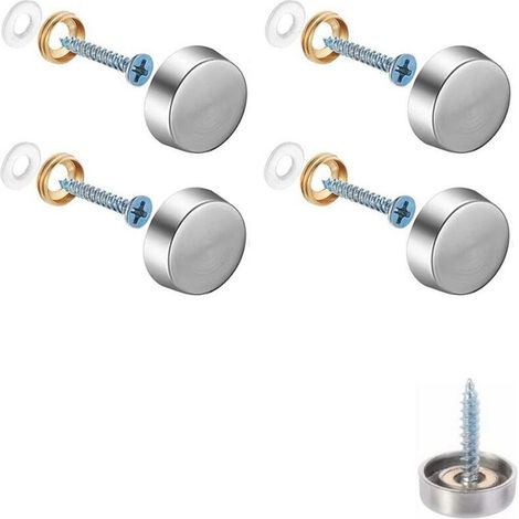 4er-Pack dekorative Spiegelschrauben, dekorative Nagelkappen, dekorative Schrauben aus poliertem Edelstahl für Spiegel, Glasschränke oder Möbel (0,63 Zoll/16 mm) (1/4)