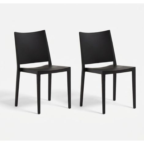 Set 2 sedie impilabili per interno ed esterno Porto - Nero (1/5)