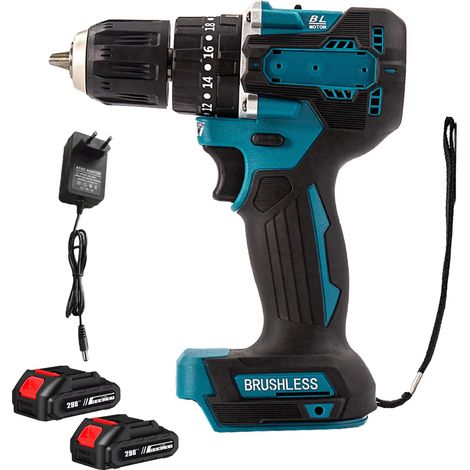 Perceuse-visseuse à percussion sans fil 40Nm, moteur sans balais, 2200 tr/min, compatible batterie Makita 18V, 2 batteries incluses, outil électrique de perçage et vissage (1/5)