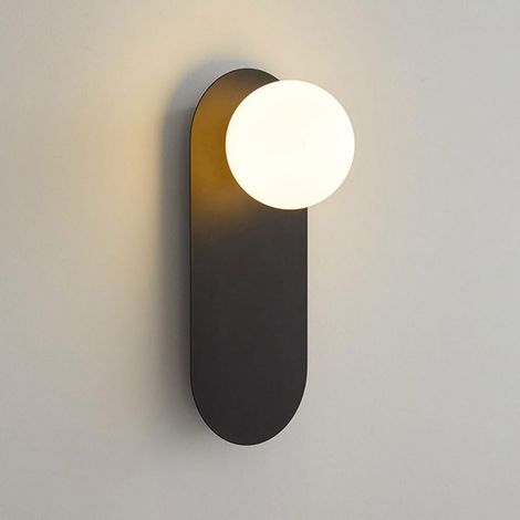 Applique murale globe en verre, lampe géométrique moderne, abat-jour boule (blanc) (1/5)