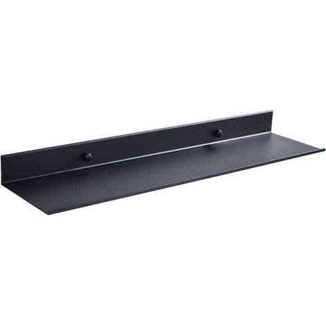 Black Floating Wall Shelves, Bathroom Wall Shelf, Wall-Mounted Storage Rack for Floating Tablets, Very Sturdy and Rustproof (30cm) (1/5)