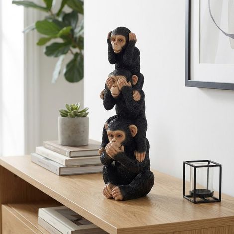 Stacked Wise Cheeky Monkeys Ornament (1/2)