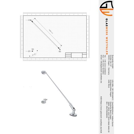 Glaswerk Westfalen - (3STR) 250x90 cm Grauglas Glasvordach inkl. Halter   SW (1/2)