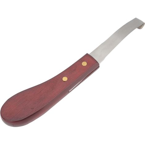 Couteau à sabot en acier inoxydable à double lame, manche ergonomique en bois, pour la taille des sabots de chevaux (1/5)
