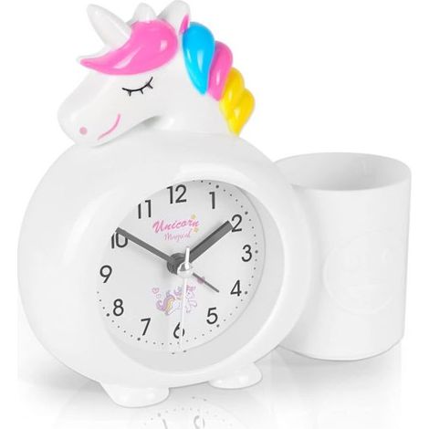 Réveil enfant pour filles, réveil licorne silencieux avec porte-stylo, réveil de chevet silencieux, réveil sonore (1/5)
