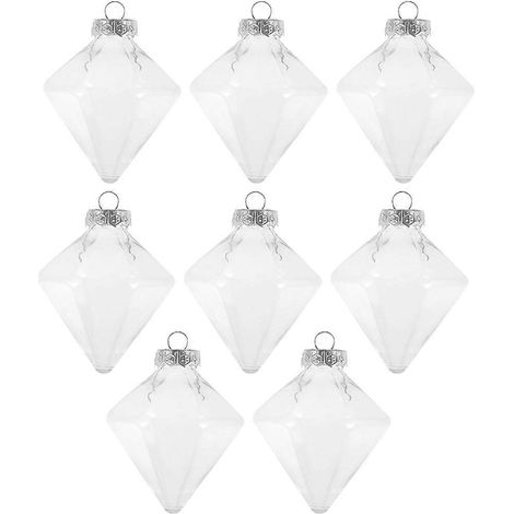 Lot de 8 boules de Noël transparentes à suspendre, à remplir. (1/4)
