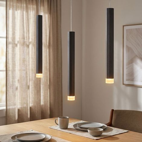 Lampada a sospensione a LED lampada a sospensione lampada da soffitto lampada da soggiorno lampada da sala da pranzo, metallo alluminio nero, 18 W 1000Lm bianco caldo 3000K, H 120 cm (1/5)